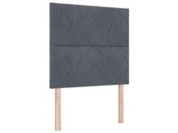 Cama De Solteiro | Camas Para Quarto | Cama Box Spring Led Com Colchão Cinza Escuro 90 X 190 Cm Tecido