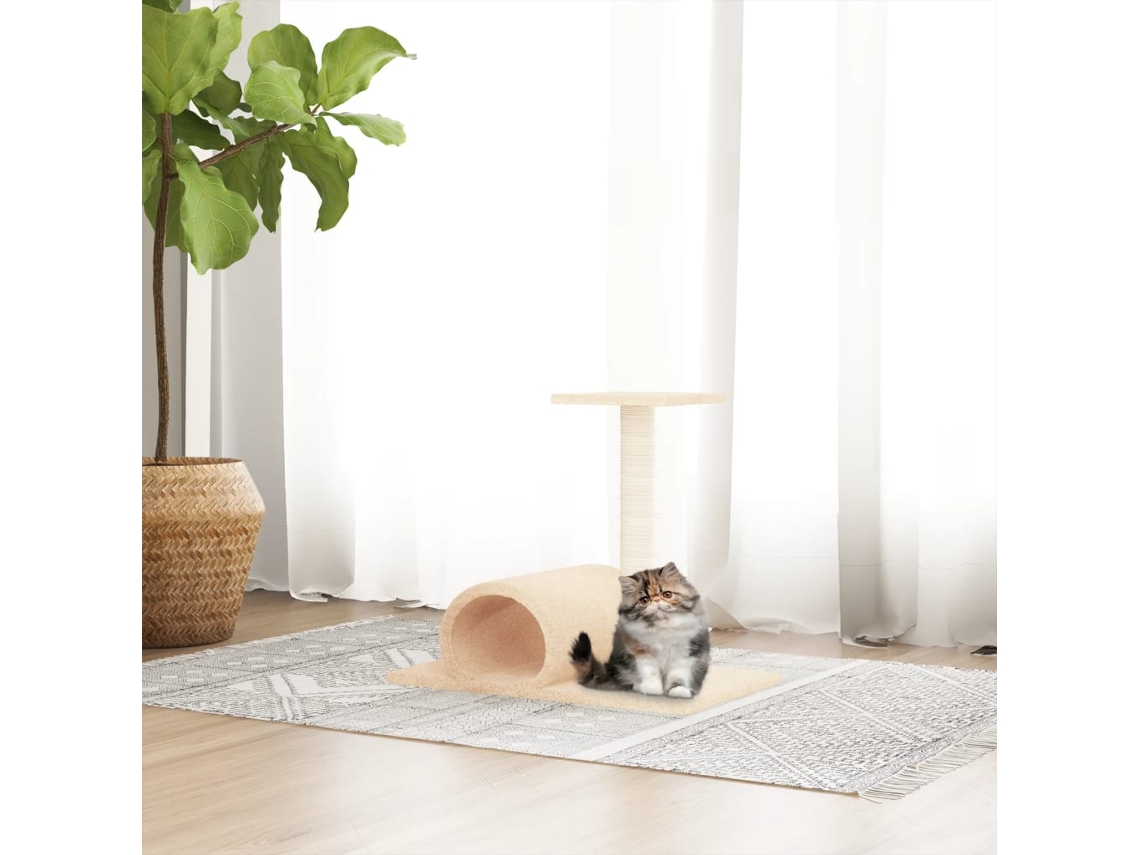 Vidaxl Poste Arranhador Com Túnel 60x34,5x50 Cor Creme