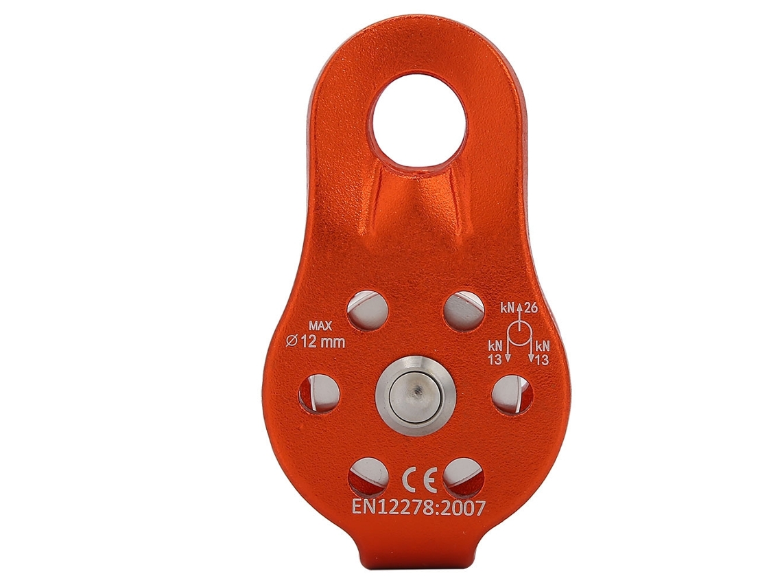 Polia Giratória Alumínio 26kn para Corda 12mm Laranja