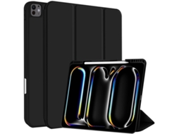 Capa Para Ipad 7 10.2 Pol. Com Porta-caneta Em 3 Dobras Preta