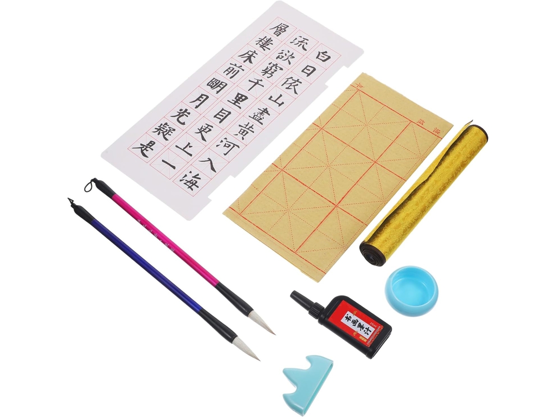 Kit de Caligrafia Amosfun para Pintura com Tinta Sumi, Pincéis Plástico Iniciantes, Pano Absorvente e Ideal Pr