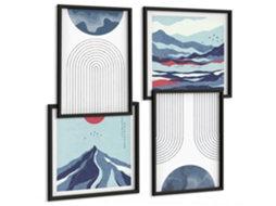 Quadros Decorativos Para Parede Pátio Com Frutas Cítricas, Plantas Moldura Preta Fotos Para O Escritório Espelharte (conjunto De 4 Imagens)