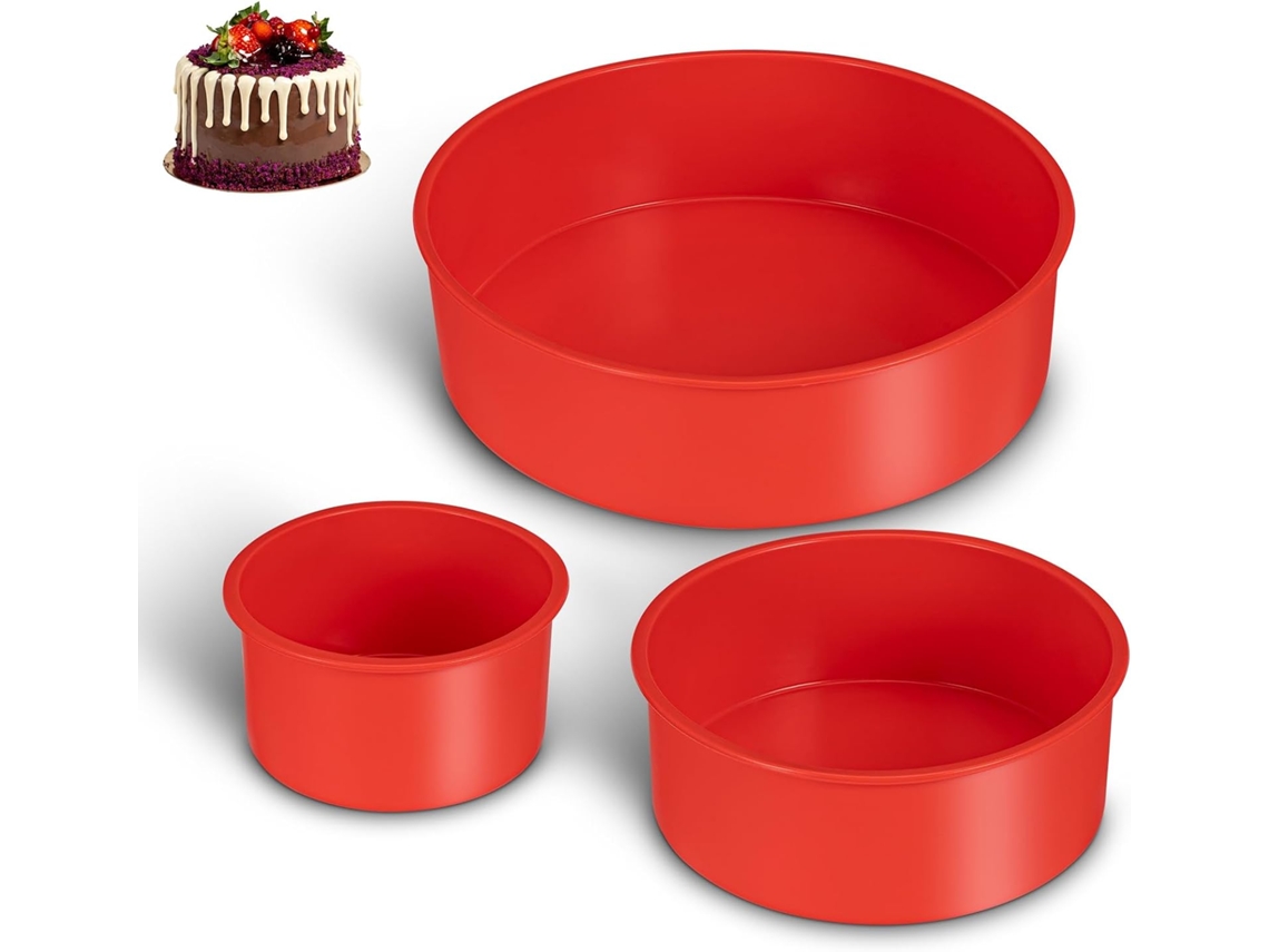 Conjunto De 3 Formas Redondas De Silicone De Alta, Antiaderentes