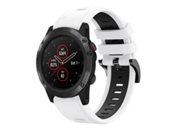Pulseira De Relógio Lurelia Para Garmin Fenix 5x Sapphire 26 Mm Silicone Branco Preto