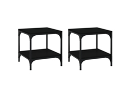 Side Table, Side Tables Vidaxl Preto Madeira Processada (40 X 40 X 40 Cm)