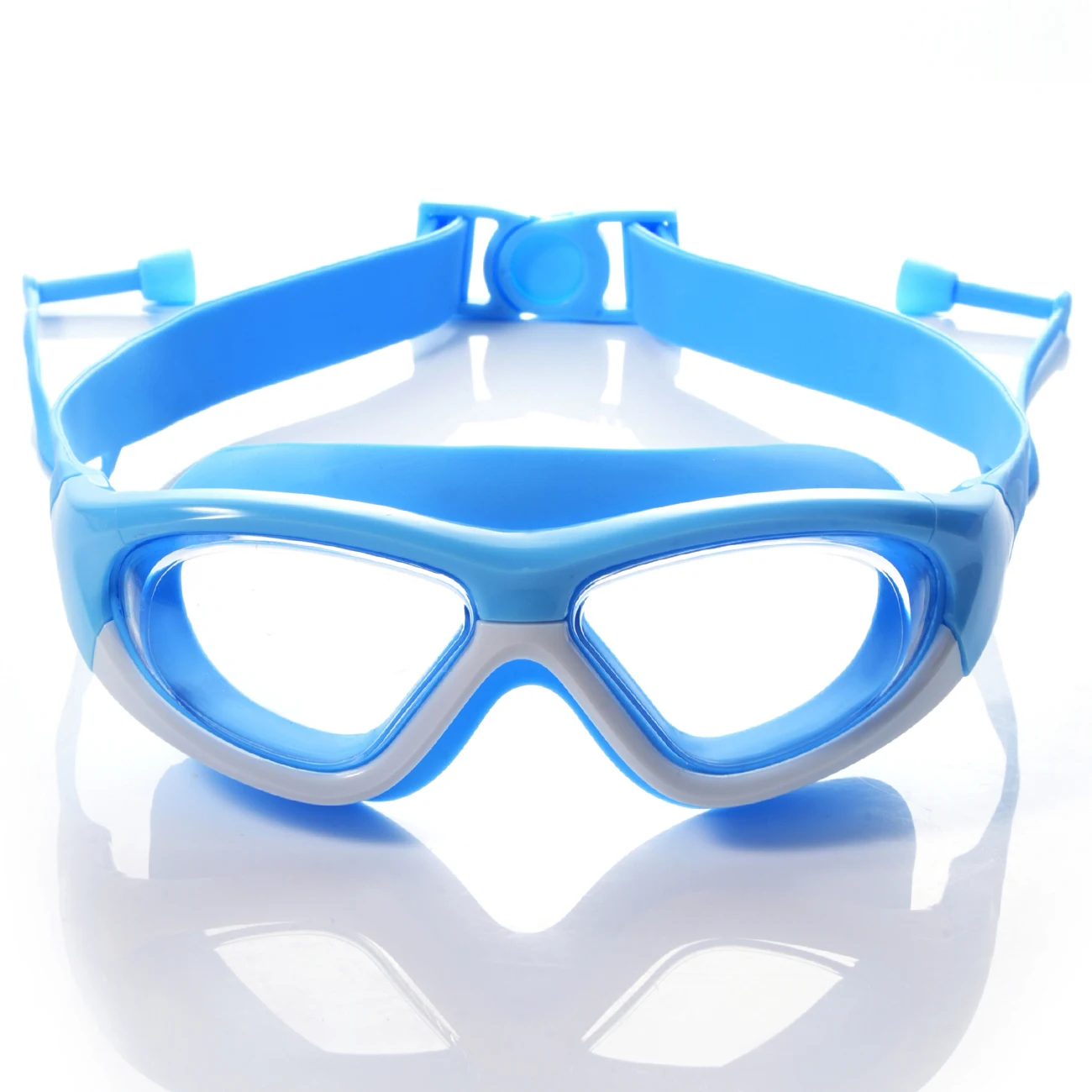 (azul) Um Par De Óculos De Natação De Alta Definição, À Prova D'água E Antiembaçantes, Com Protetores Auriculares De Silicone.