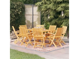 Vidaxl 9 Pcs Conjunto De Jantar Para Jardim Madeira De Teca Maciça