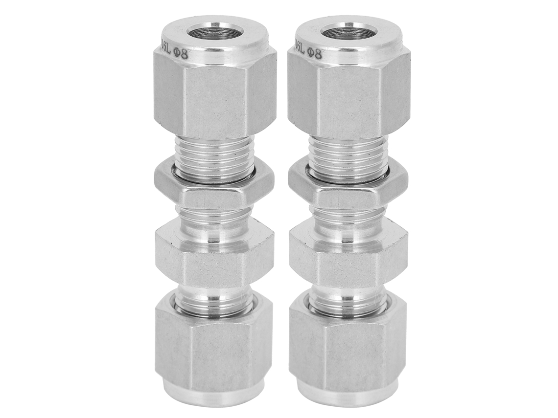2 Piezas Conector De Parede De Compressão Aço Inoxidável 316 Com Doble Ferrulo Acessório Ф8