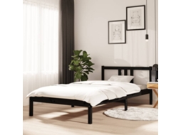 Estrutura De Cama 100x200 Cm Madeira Maciça Preto