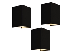 Conjunto de 3 candeeiros de parede modernos Schwerin 1x E27 60 W tecido de linho 20 x 16 x 13 cm - Preto LUX.PRO