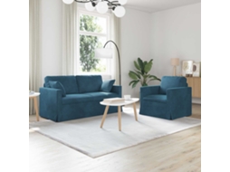 Vidaxl Conjunto De Sofás 2 Unid. Azul Veludo