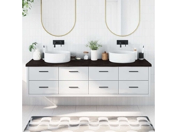 Vidaxl Bancada P/ Wc 200x60x(2-4)cm Madeira Tratada Maciça Castanho