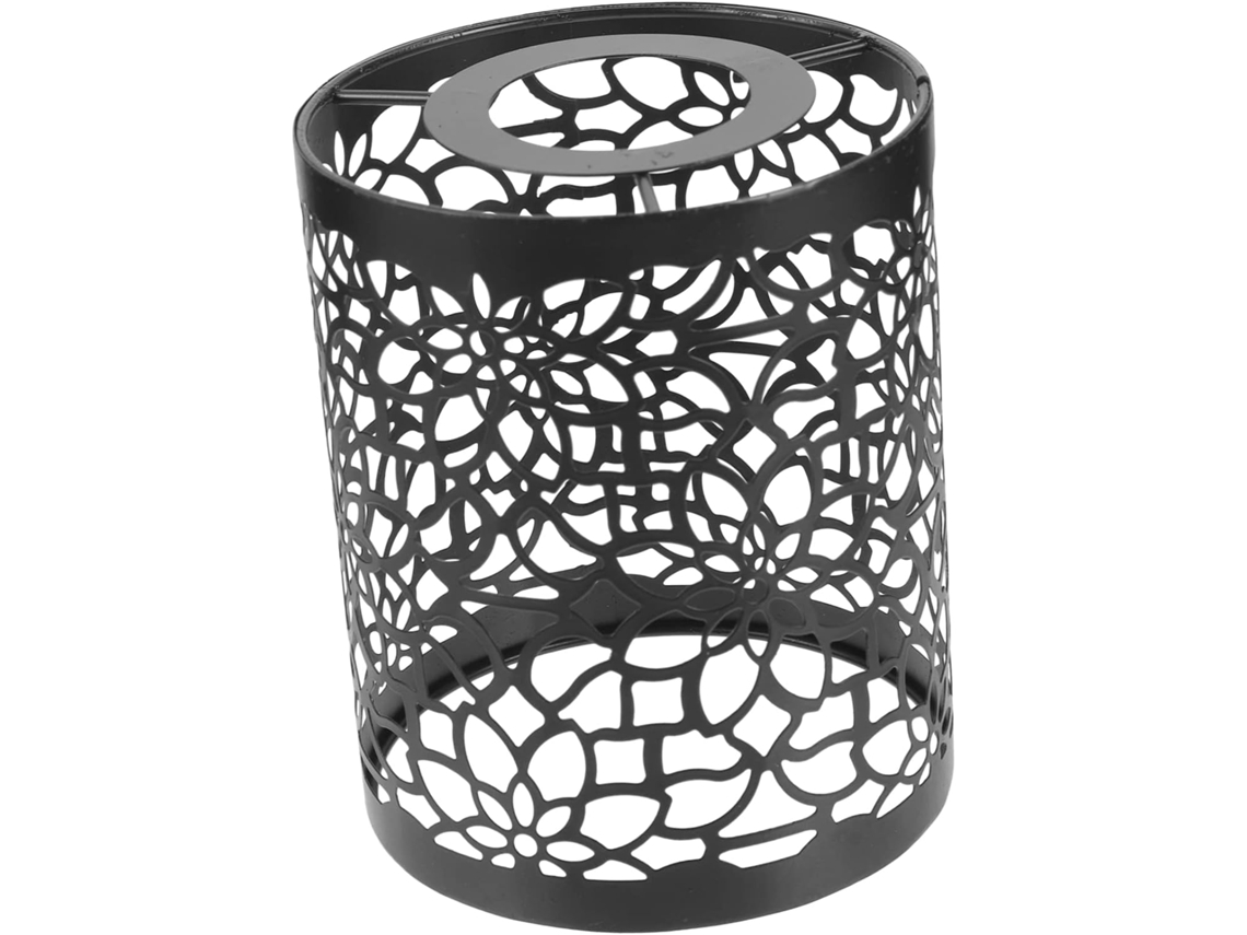 Abajur Pendente Vazado Em Metal Com Padrão Gravado, 100x120mm, Preto Fosco, Para Decoração De Bares Gokoco