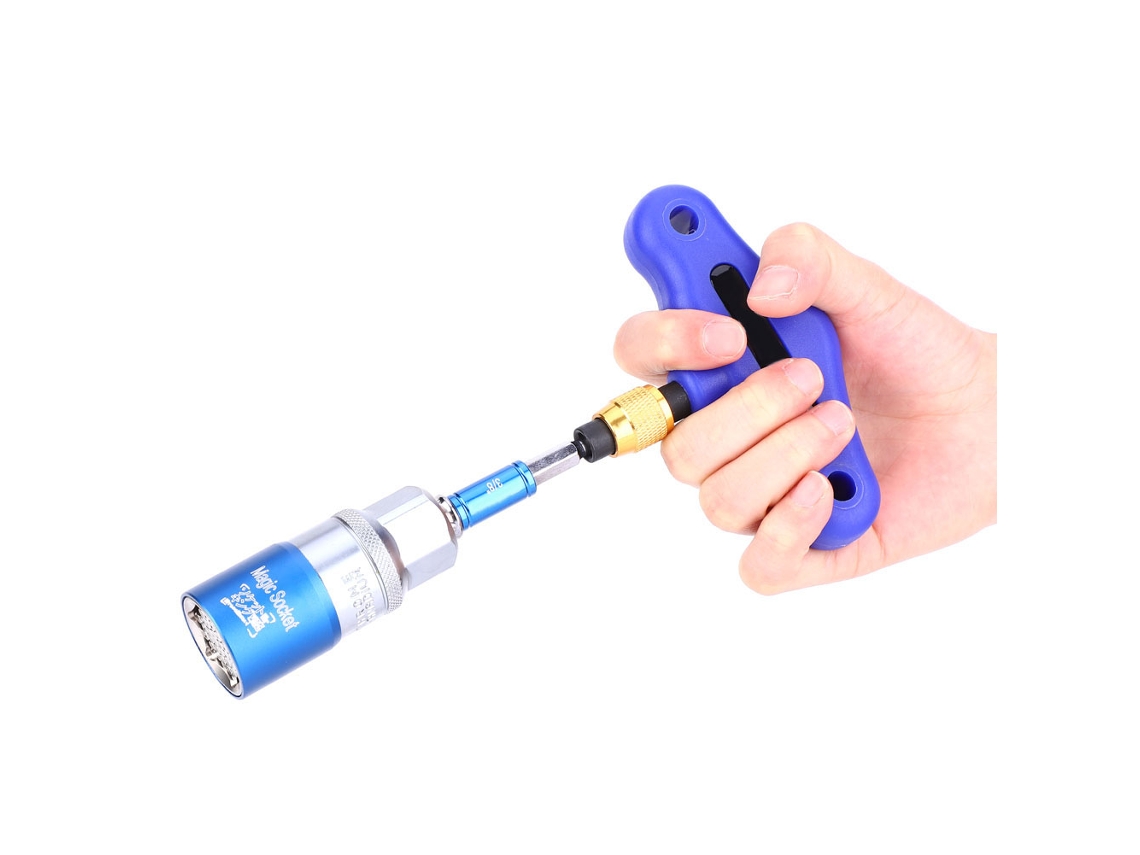 4 Peças/conjunto Chave De Tubo Universal 9-21mm Adaptador De Furadeira Elétrica Com Cabo T Ponta Dupla Azul