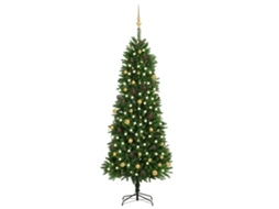 Vidaxl Árvore Natal Artificial Pré-iluminada C/ Bolas 240 Cm Verde