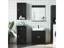 Vidaxl 4 Pcs Conjunto De Móveis Para Wc Berg Pinho Maciço Preto