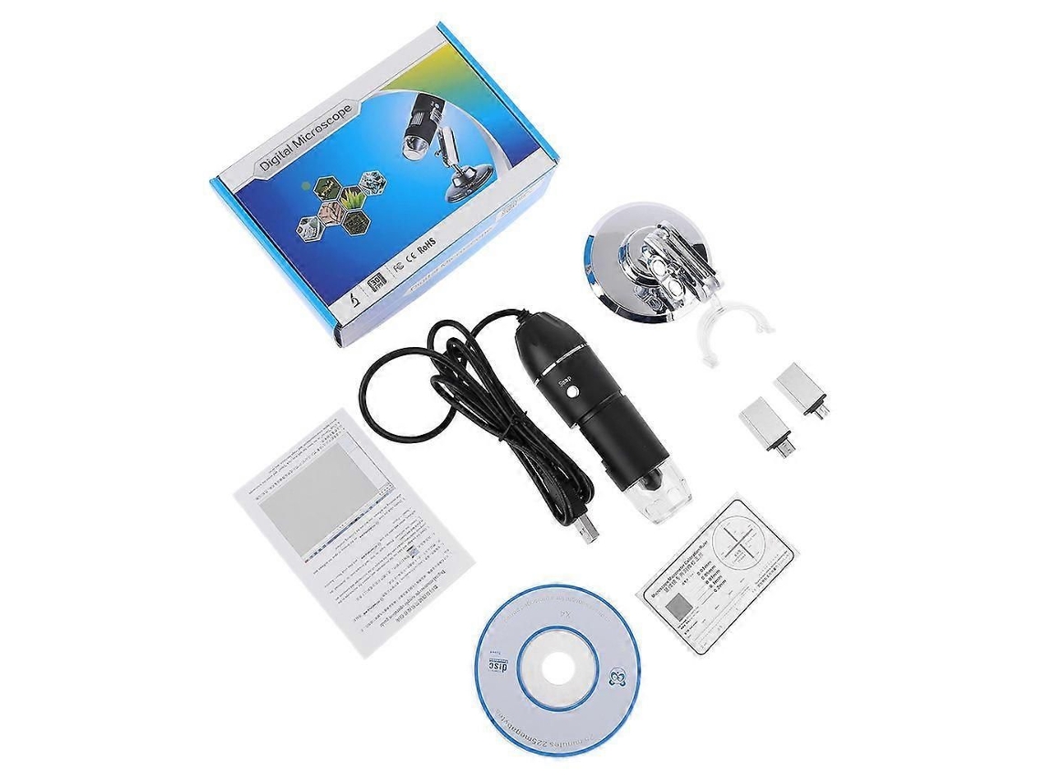 Microscópio Digital Portátil 1600x Com 2 Adaptadores, Compatível Com Osx E Pc Com Windows.