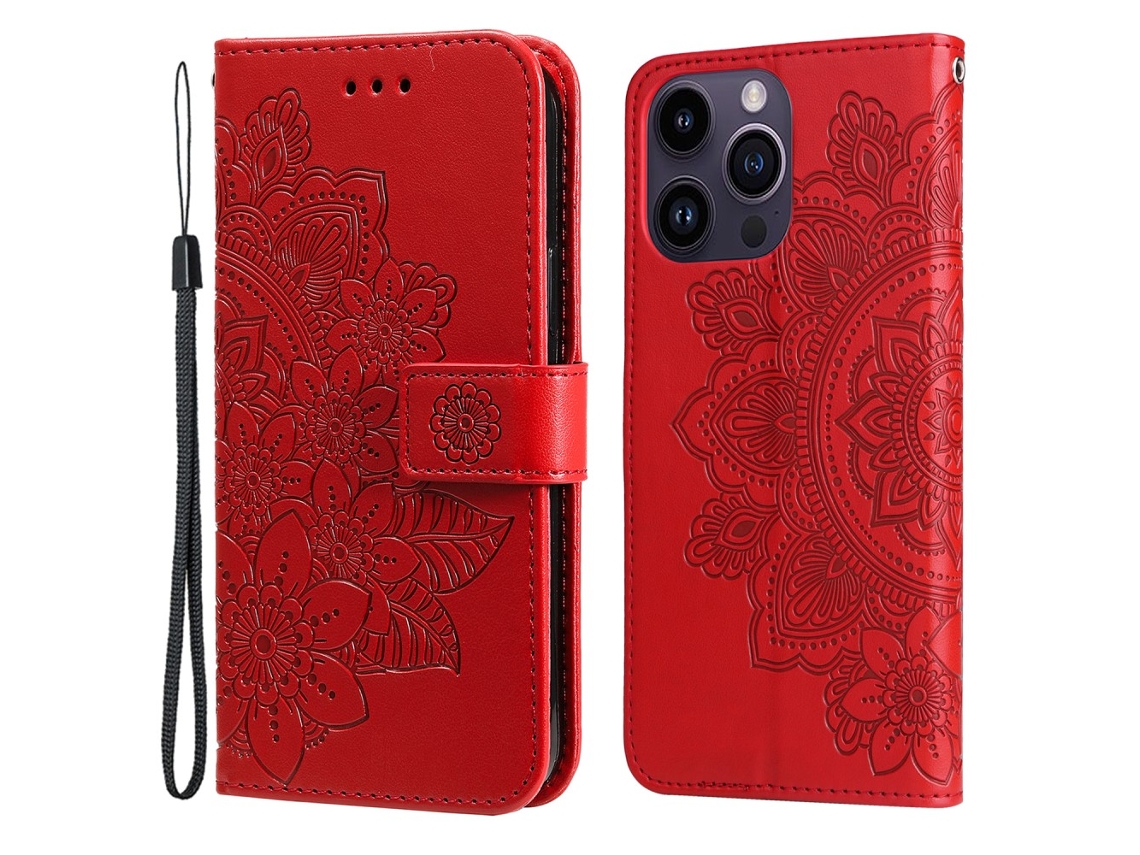 Capa Padrão Flores Para Iphone 15 Pro Max Pele Sintética Multicor