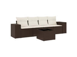 Maison Exclusive - 5 Pcs Conjunto Sofás P/ Jardim C/ Almofadões Vime Pe Marrom