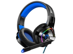 Fone Jogo Ps4/Xbox One JIAPEI com Microfone, Cancelamento Ruído, Luz Rgb, Pc, Ps4, Xbox, Laptop, Azul
