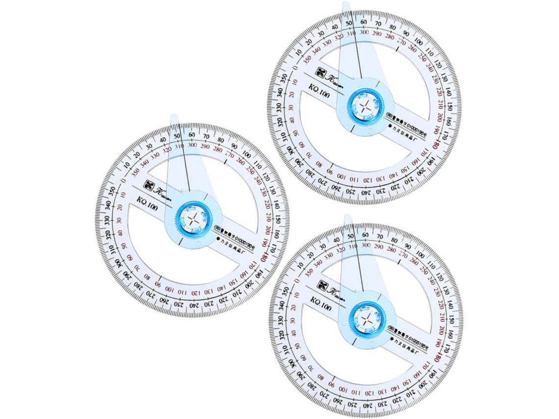 Conjunto De 3 Transferidores Circulares Plástico Plafope, Escalas De Alta Precisão E Duráveis, Régua De Medição Portátil