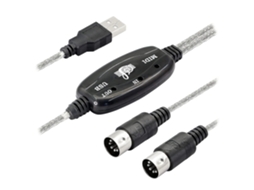 Lurelia Cabo USB Midi USB-A DIN 5 Pinos, Interface para Teclados, Pianos e Sintetizadores, iPhone e iPad