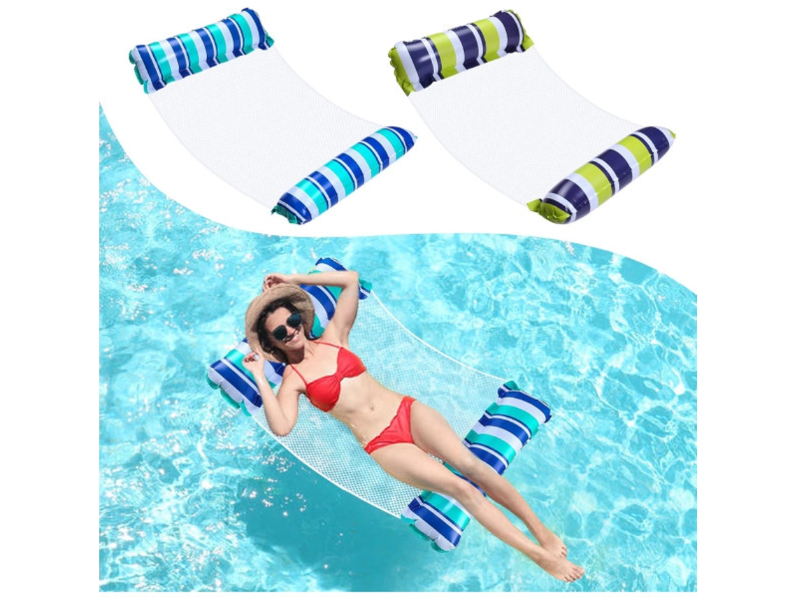 Conjunto De 2 Redes Aquáticas Infláveis ​​para Piscina, Cama Flutuante Premium, Espreguiçadeira Inflável Para Piscina (azul E Verde)