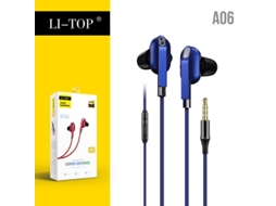 Auriculares A06 para Celular com Altr Estéreo com Cancelamento de Ruído e Universais com Microfone e Conector de 3,5 Mm Azul