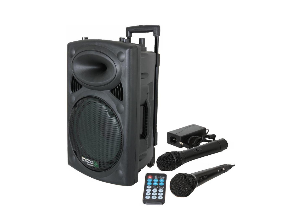 G-PORT10UHF-BT :''COLUNA AMPLIFICADA 10'''' 500W USB/BT/SD/BAT UHF PRETA IBIZA