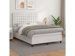 Vidaxl Cama Com Molas/colchão 140x190 Cm Couro Artificial Branco