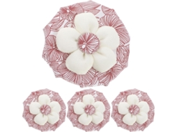 Conjunto De 4 Capas Algodão Em Formato Flor Para Maçanetas Portas, Vermelhas E Antiestáticas