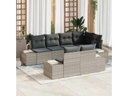 Vidaxl Conjunto De Sofá De Jardim 7 Unid. Cinzento-claro Vime Pe