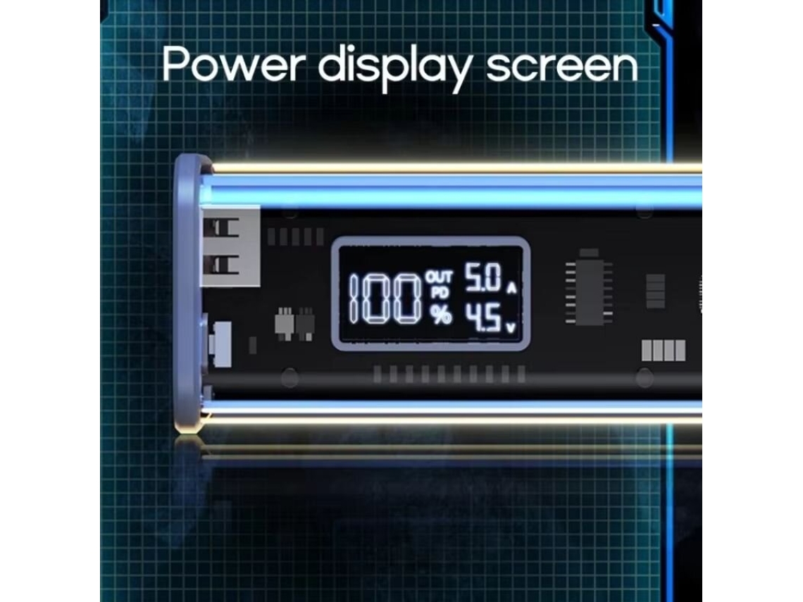 K32 100w 10000mah/20000mah Power Bank Transparente Com Display Led, Fonte De Alimenta??o Externa Com 2 Entradas E 3 Saídas