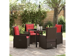 Vidaxl Conjunto De Jantar Para Jardim 5 Unid. Castanho