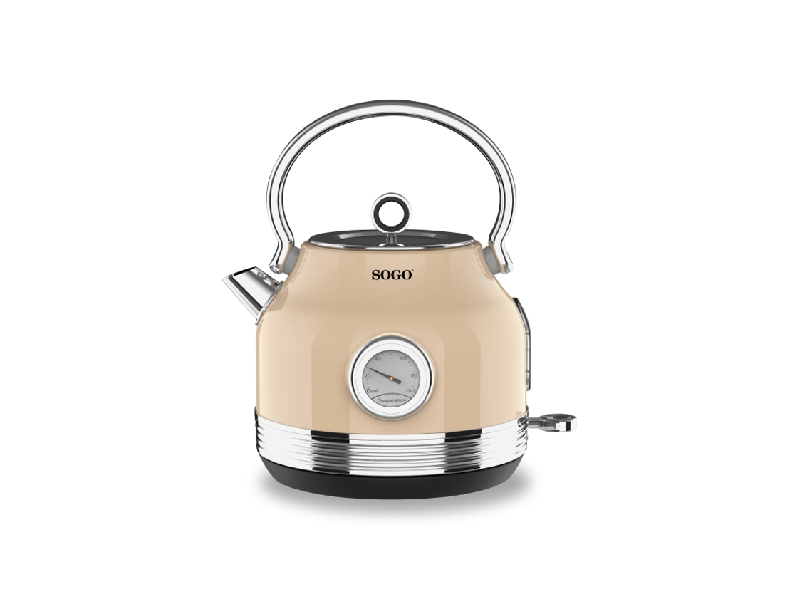 Chaleira Retro SOGO Ket-Ss-7765 2200W 1,8L Vermelha Res. Oculta Bege