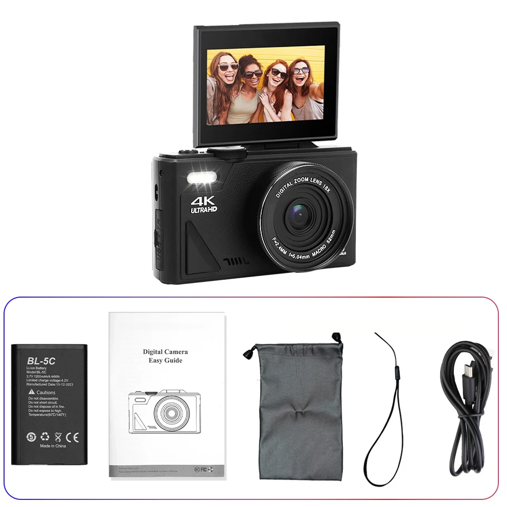 (preto, Somente Câmera) Câmera Básica, Tela Articulada De 3 Polegadas, Câmera Digital De Alta Definição, 75 Megapixels