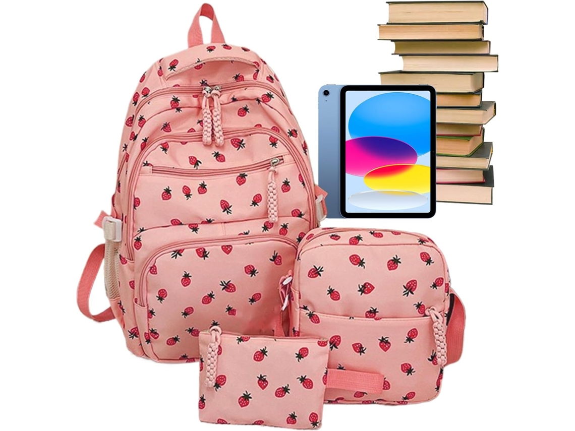 Mochila Escolar De Morango Para Meninas Conjunto De Mochila, Mochila Infantil, Bolsa De Ombro Para Gokoco