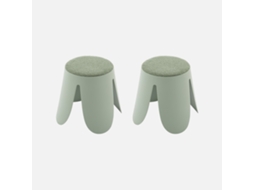 Banco Empilhável Infantil Boucle Texturizado, Set De 2, Verde Celadon Sweeek