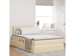 Vidaxl Cama De Armazenamento Led Com Colchão Creme 120 X 200 Cm Tecido