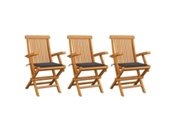 Conjunto 1 Cadeira Dobrável Vidaxl Antracite Teca (55 X 60 X 89 Cm)
