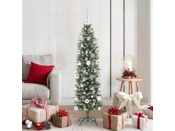 Vidaxl Árvore Slim De Natal Artificial Verde E Branco 150 Cm