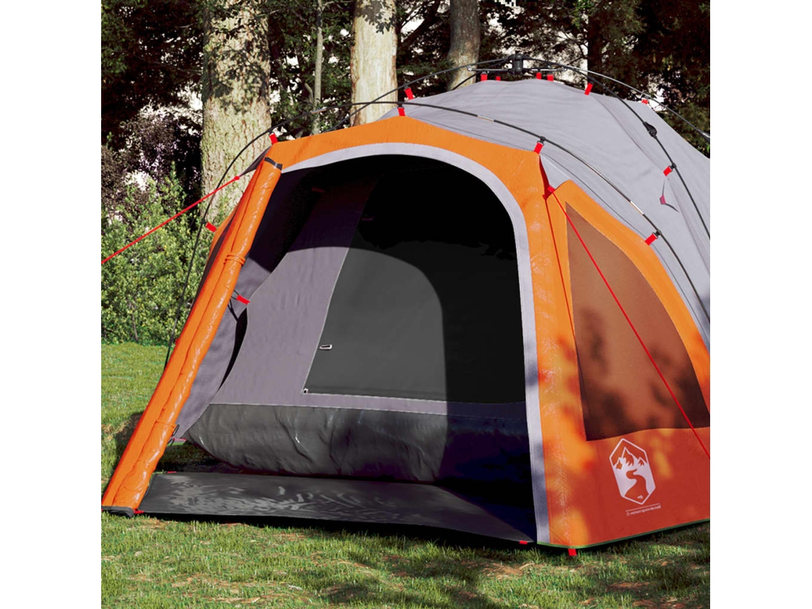 Tenda Campismo Cúpula 3 Pessoas Libertação Rápida Cinza/laranja