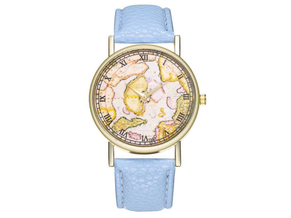 Relógio de quartzo elegante e moderno para presente masculino/feminino (azul claro)