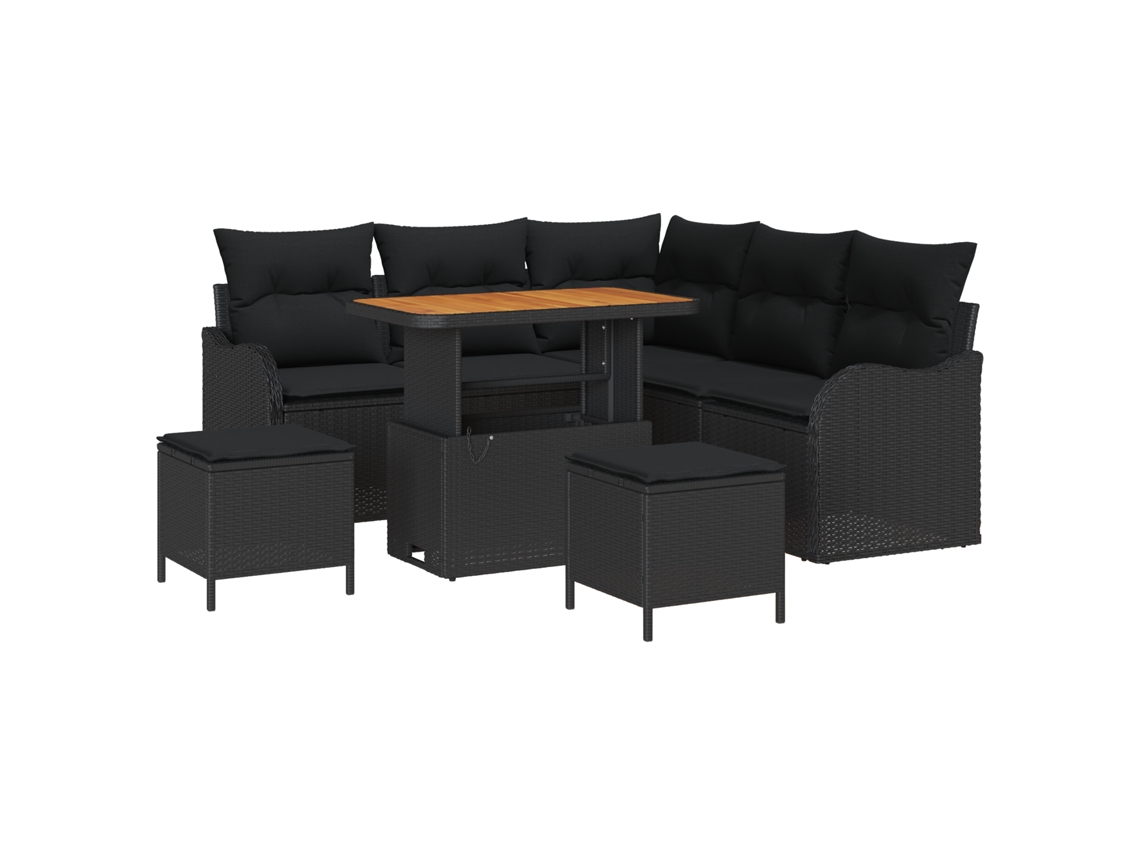 Conjunto 8 Conjunto De Jardim Vidaxl Preto Vime Pe (177.5 X 177.5 X 85 Cm)