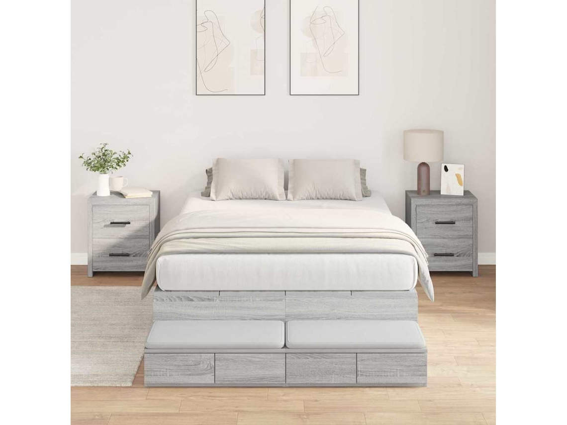 Vidaxl Estrado De Cama Com Arrumação Com Gaveta Cinza Sonoma 120 Cm