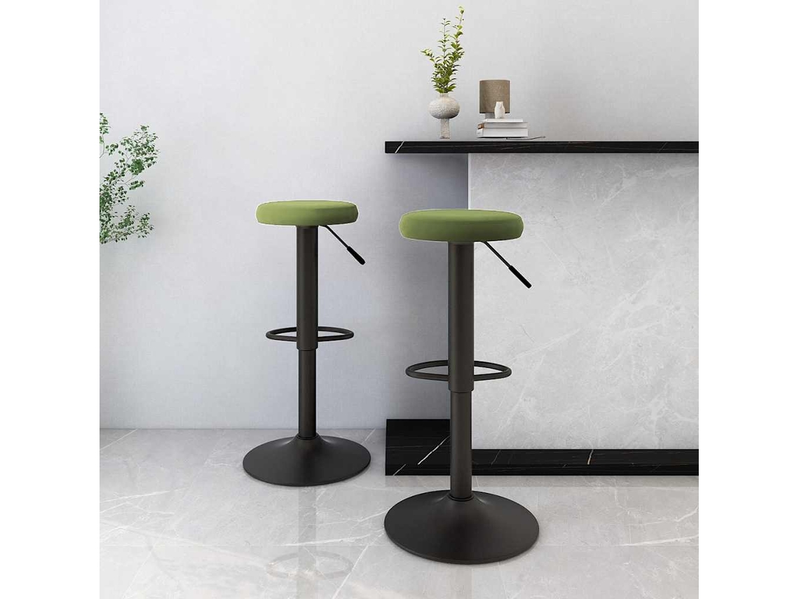 Vidaxl Bancos De Bar 2 Pcs Veludo Verde-claro
