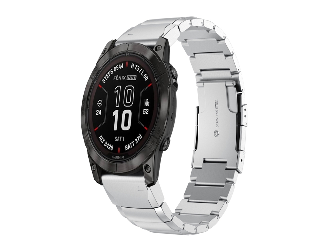 Bracelete para Garmin Quatix 7 XIAOMOYU em Aço Inoxidável com Estampa de Casco de Tartaruga Prata