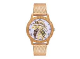 Relógio de quartzo casual unissex Zhoulianfa com pulseira de malha de aço (ouro rosa)