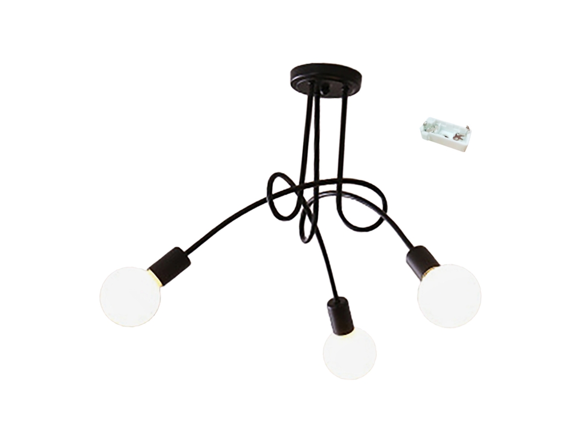 Rebe-lâmpada De Teto Moderna Candelabro De Ferro Forjado Industrial Com Luz De 3 Cores Para Estúdio, Quarto E Sala 110v