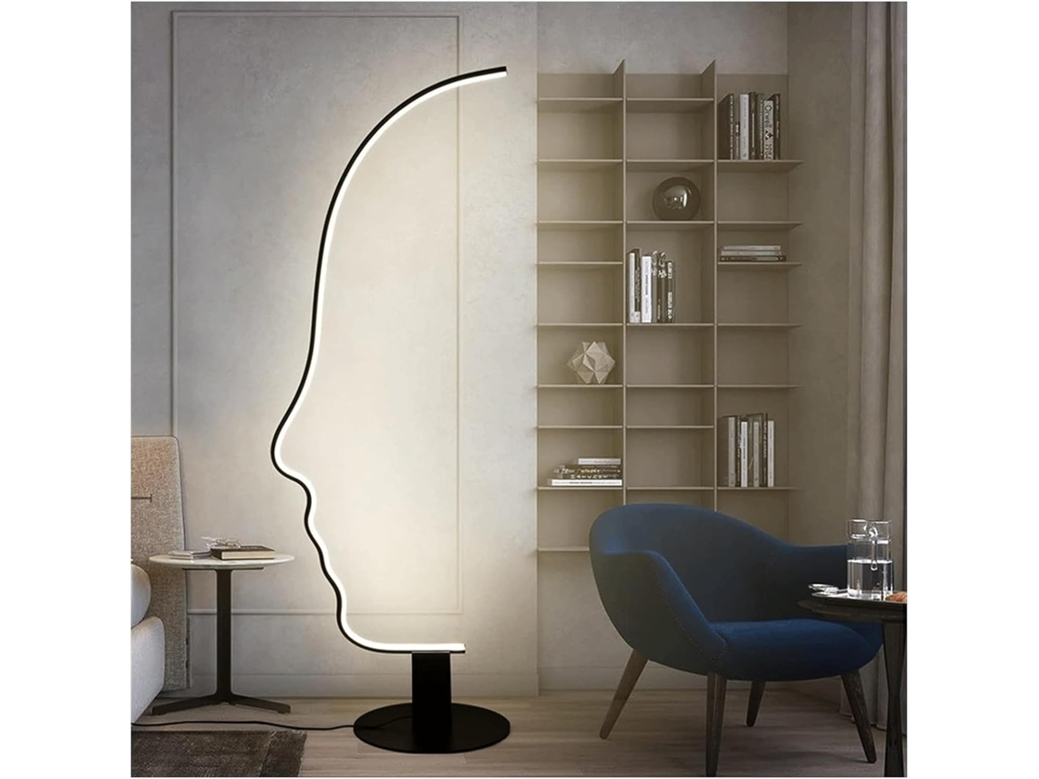 Luminária De Chão Criativa Zumaha Em Formato Rosto, Com Intensidade De Luz Ajustável E Controle Remoto, Ideal Para